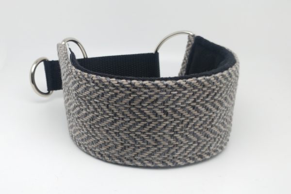 Obroża martingale, miękka, wygodna. Szara jodełka.